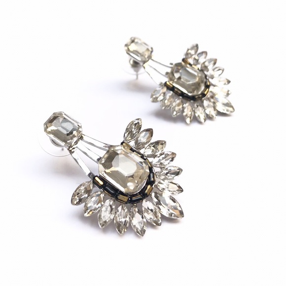 Fancy silver rhinestone earrings - Picture 3 of 3